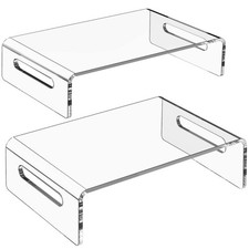 2 Pack Acrylic Monitor Stand Riser for Computer, Adjustable Height & Space Saver picture
