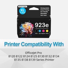 923XL 923e Black Color Ink Compatible for HP 923 OfficeJet 8120 8130 Printer LOT picture