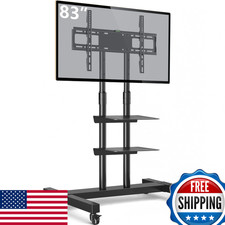 Tavr Furniture Mobile Tv Stand Rolling Tv Cart Floor Stand Mount On Lockable picture