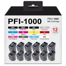 PFI-1000 80ml Pigment Ink Cartridges, 12-Color Set for Canon Printer picture