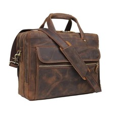 Crazy Horse Leather Briefcase (Upto15.6) With Multiple Compartment | Genuine ... picture