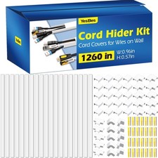 White Cable Raceway 1260in 80pc Self-Adhesive Paintable Cord Hider for TV picture