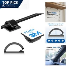 60 pcs Black Cable Clips Self-Adhesive Nylon for Phone Chargers, Dash Cam, Et... picture