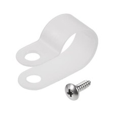 13.2mm Nylon R Type Cable Clip Wire Clamp with Screws White 50pcs picture