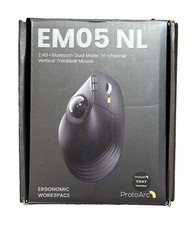 ProtoArc EM05 NL Ergonomic Wireless Bluetooth Trackball Mouse Gray Open Box picture