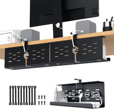 KEEGH 16 in under Desk Cable Management Tray, Metal Cord Organizer, 2 Pack picture