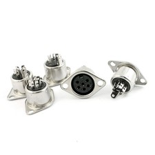 5 Pcs Panel Mounting Metal Shell 6P Female DIN Audio Circular Connector picture