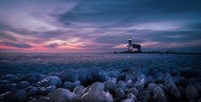 Landscape outdoors netherlands ice cold lighthouse sky Custom Gaming Mat Desk picture