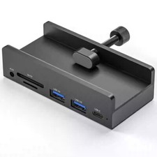 USB3.0 Hub Clamp with 2 USB-A, SD/TF Card Reader, 3.5mm AUX, Type-C Port picture