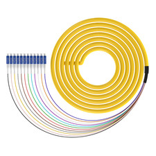 1.5M LC-UPC 12 Strand Single Mode 9/125 Fiber Optic Pigtail, Color-Coded picture