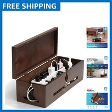 Solid Wood Cable Management Box - Large Wire Organizer for Home & Office picture