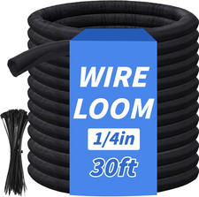 30ft - 1/4in Split Braided Sleeve Cable Management, Self-Wrapping picture