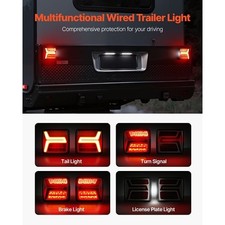 Trailer Lights, 2PCS 12V Square Magnetic LED Trailer Tail Lights Kit with Stop B picture