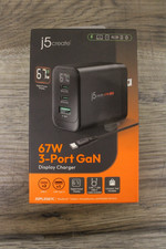j5create - 67W 3-Port GaN Display Charger - Black picture