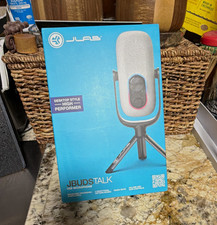 JLab JBuds Talk USB-C Cardioid Desktop Mic Mute/Gain/Vol 3.5mm White Tripod picture