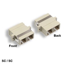 Kentek SC to SC Duplex Multi-Mode Fiber Optic Adapter Coupler Flange Mount Beige picture