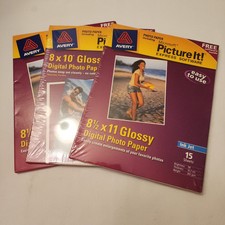 3 Avery Microsoft Picture It Photo Series 8.5 x 11” Glossy Photo Paper 15 Sheets picture