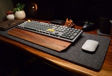 Wool Black Felt Desk Pad | Handmade Thick Natural Cork Base for Office & Gaming picture