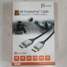 j5create 8K Display Port 1.4 HBR3 6.6ft Cable Gold Plated picture