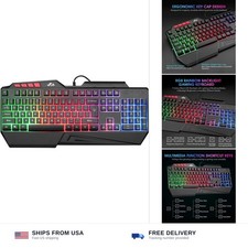 RK202 RGB Gaming Keyboard Multiple Color Rainbow LED Backlit USB Wired Ga... picture