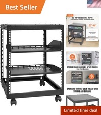 12U Open Frame Server Rack, 23-40 in Adjustable Depth, Free Standing or Wall ... picture