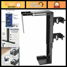 Clamp-On Desk Leg PC Mount, Adjustable Monitor Stand, Space-Saving Design, Black picture