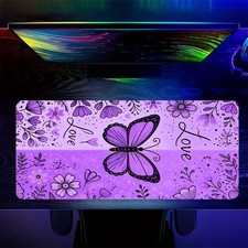 Butterfly Flower Pattern 1pc Mouse Pad, Extended Desk Mat, Long Mouse Pad with picture