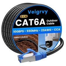 Weatherproof Cat6A Ethernet Cable 100ft - Direct Burial, 550MHz, PoE Compatible picture