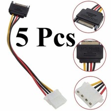 5Pcs IDE/Molex 4-Pin Male To Serial ATA SATA 15-Pin Female Power Adapter Cable z picture