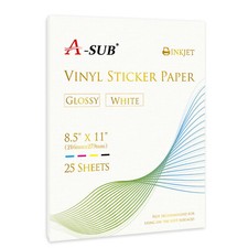 A-SUB Vinyl Sticker Paper High Glossy White Waterproof Removable 25 Sheet 8.5x11 picture