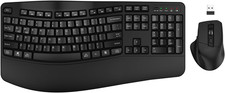Wireless Keyboard and Mouse Combo,  2.4G Full-Sized Wave Keys Ergonomic Keyboard picture