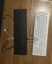Dell Wired USB Full-Size Black Keyboard &QWERTY WHITE HP Desktop Keyboard Englis picture