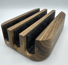 The Hrd Wood Three Space Vertical Laptop Table Phone Stand For Desk Walnut picture