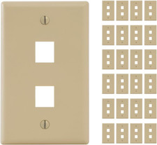 2-Port Keystone Wall Plate, 1-Gang RJ45 Modular Jack, Ivory, 25-Pack picture