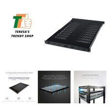 19in Vented Adjustable Rack Shelf for Servers - 175lbs, Black Cold-Rolled Steel picture