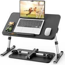 SAIJI Non-Slip Leather Laptop Bed Tray Table,Lap Desk with Laptop Stopper picture