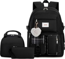 Girl Roomy Fashion Laptop Backpack Set Casual Daypack for Women Black  picture