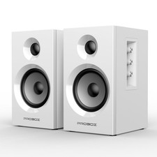 Powered Bookshelf Speakers HiFi Computer Gaming Monitors with Bluetooth White picture