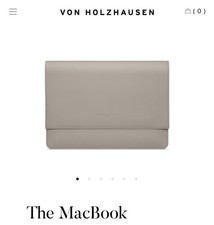 Von Holzhausen MacBook Portfolio 16” Case Stone Gray Reinvented Leather New picture