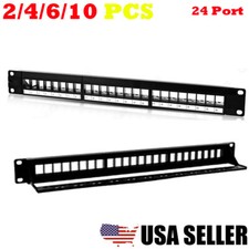 24-Port Keystone Jack Blank Patch Panel Plate Cat5e Cat6 RJ45 19