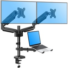 Versatile Dual Monitor & Laptop Mount - Easy Install for Ergonomic Workspaces picture