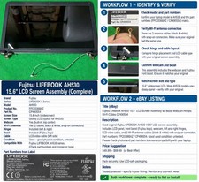 Fujitsu LifeBook AH530 15.6” LCD Screen Assembly Bezel Webcam Hinges Cable @3A picture