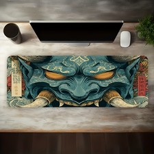 1pc Large Japanese Hannya Mask Gaming Desk Mat - Non-Slip Rubber Base & Suitab picture