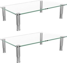 Simple Trending 2 Pack Computer Monitor Riser 14.25 x 9.5 x 3.5 inches, Glass picture