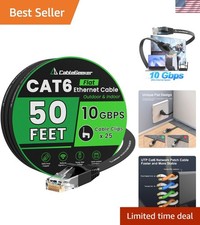 Durable 50 ft Cat 6 Ethernet Cable - High-Speed 10Gbps for Indoor & Outdoor Use picture