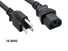 10PCS 10' Black Standard Power Cord NEMA 5-15P to IEC-60320-C13 16AWG 13A/125V picture