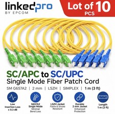 Lot of 10 1m FC/APC to FC/UPC Single Mode OS2 Simplex Fiber Optic Patch Cord picture