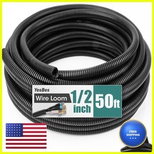 YesBes 50 FT 1/2 Inch Split Wire Loom Tubing Black picture