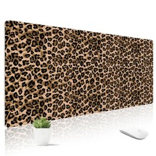 Leather Desk Mat for Keyboard, Extra Large Pad, Leopard picture