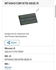Micron MT40A512M16TB-062E:R 8Gb DDR4-3200 96-FBGA Memory IC x10 picture